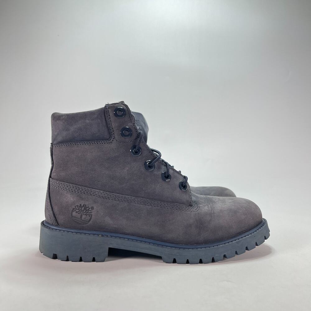Timberland Premium 6-Inch Dark Grey Blue Waterproof Nubuck Boots Youth Size 5